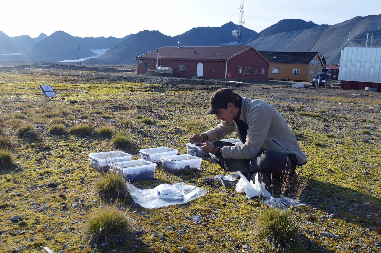 Ruben collects samples in the field