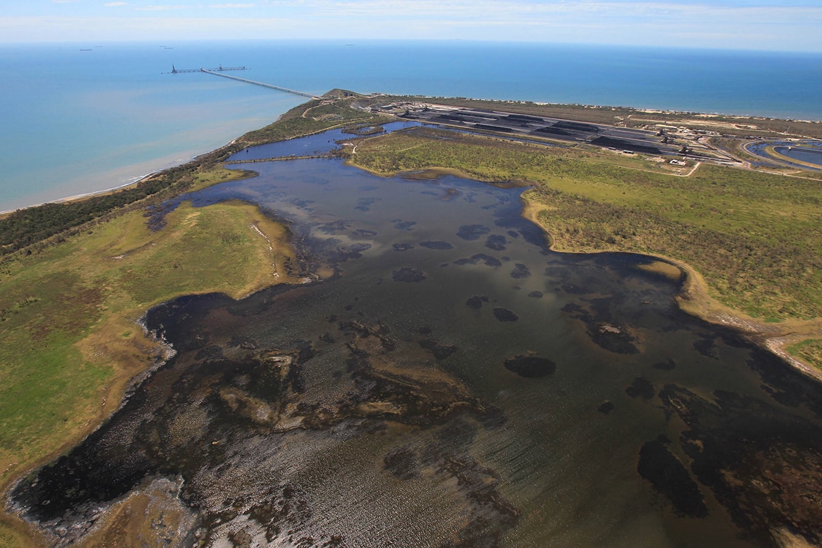 Adani's Abbot Point coal terminal taken after a coal spill into Caley Valley wetlands 11/04/2017.