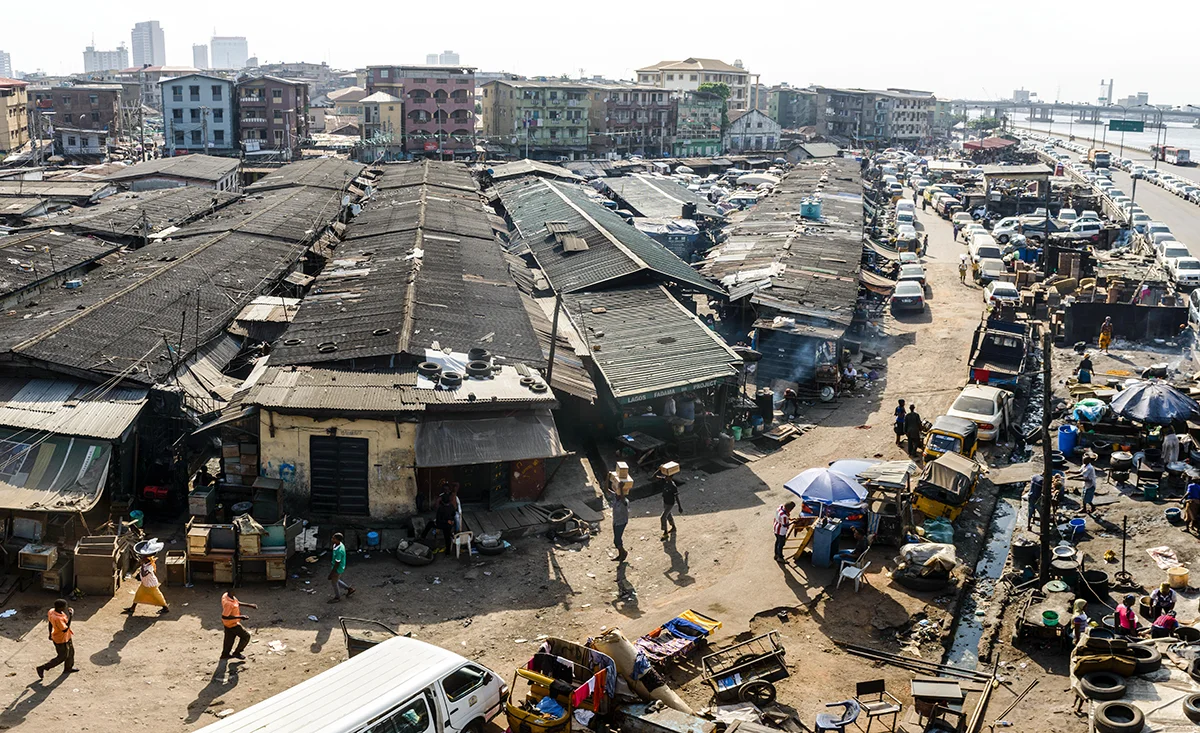 Aerial view of housing in Lagos, Nigeria.