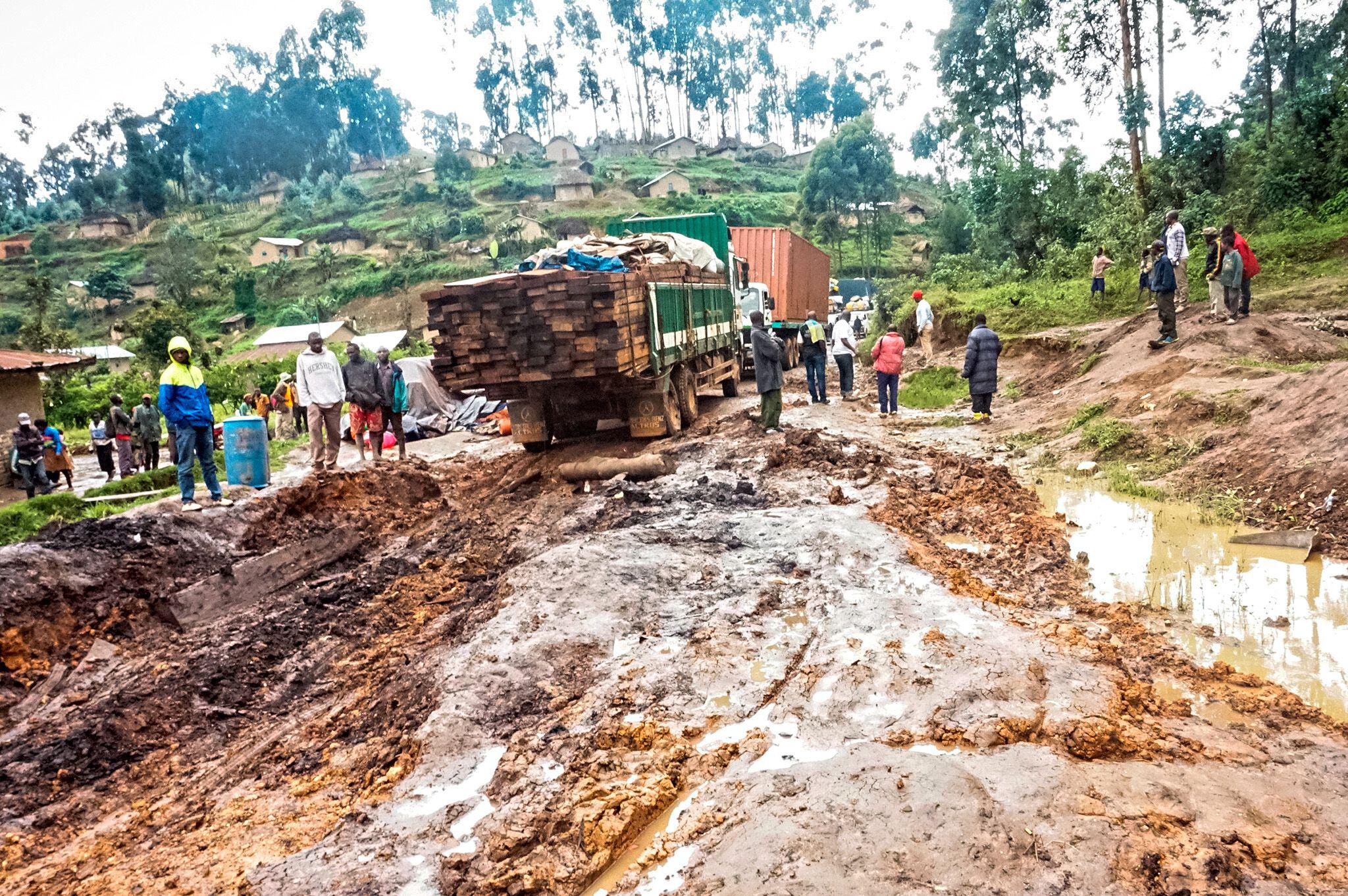 During the rainy season, the Butembo-Beni Road washes out, leaving cars and trucks stranded for days at a time
